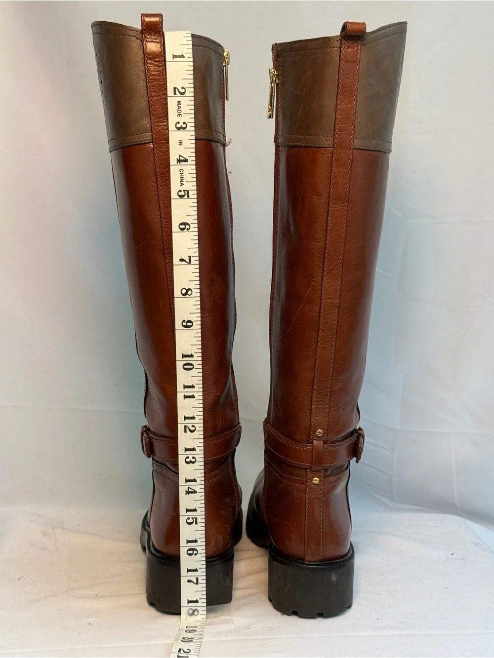 Tory Burch Two-Tone Brown Leather Over-the-Knee Riding Boots